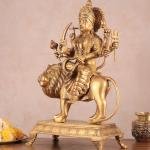 Large Superfine Brass Durga Mata Statue | 21.5" Antique Golden Art | 20kg Sacred Masterpiece | Divine Temple Beauty | Jaipurio